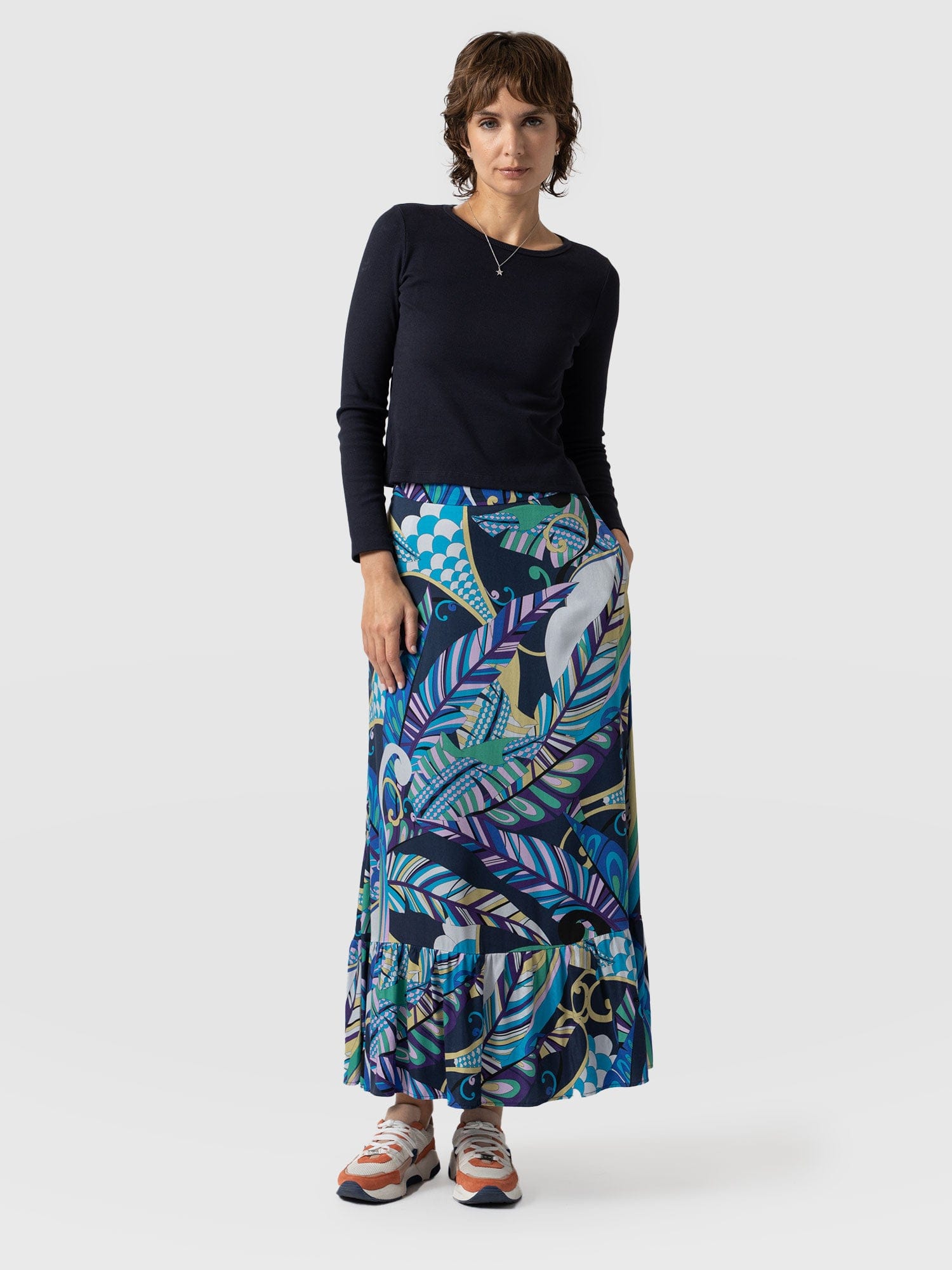 Riley Skirt Blue Palm - Women's Skirts | Saint + Sofia® USA